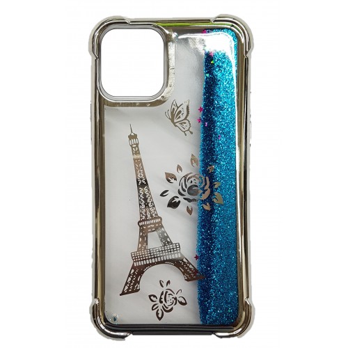 iPhone 12/iPhone 12 Pro Waterfall Protective Case Silver Eiffel Tower